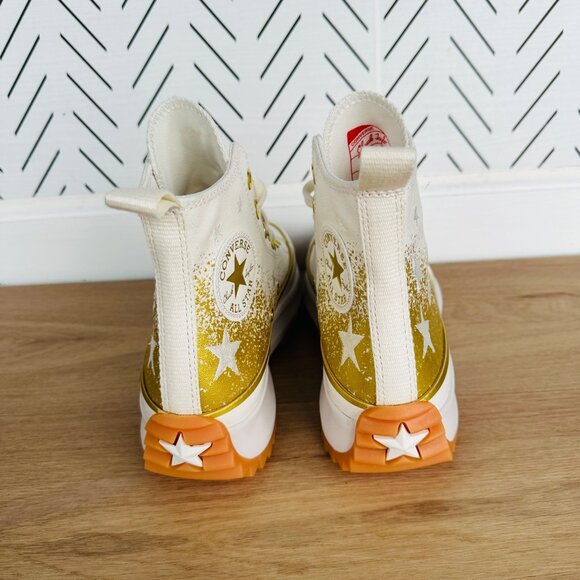 Converse Run Star Hike Hi Men Shoes Sz 6 Gold Embroidered Stars Platform A12900C - Picture 5 of 10